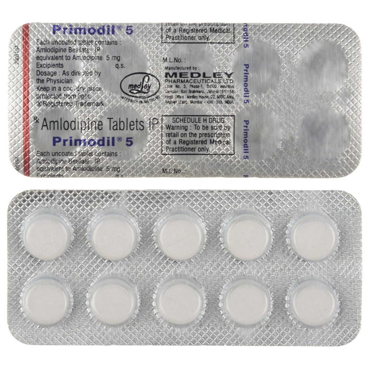 Primodil 5 - Strip of 10 Tablets