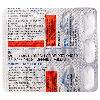 Zoryl M1 Forte - Bllister Strip of 15 Tablets