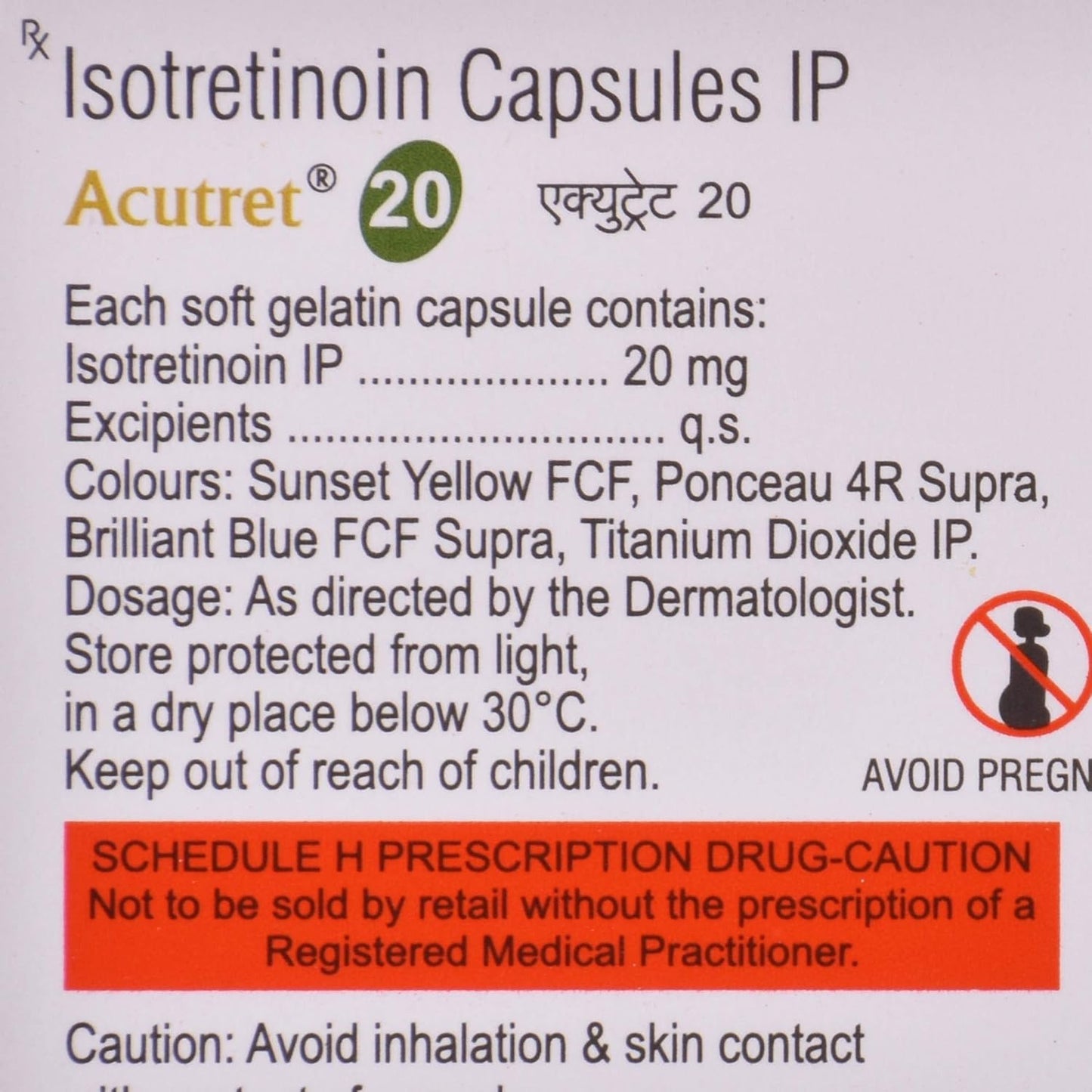 Acutret 20 - Strip of 10 Capsules