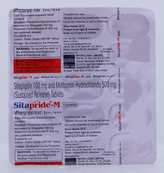 Sitapride M 100/500 mg - Strip of 15 Tablets