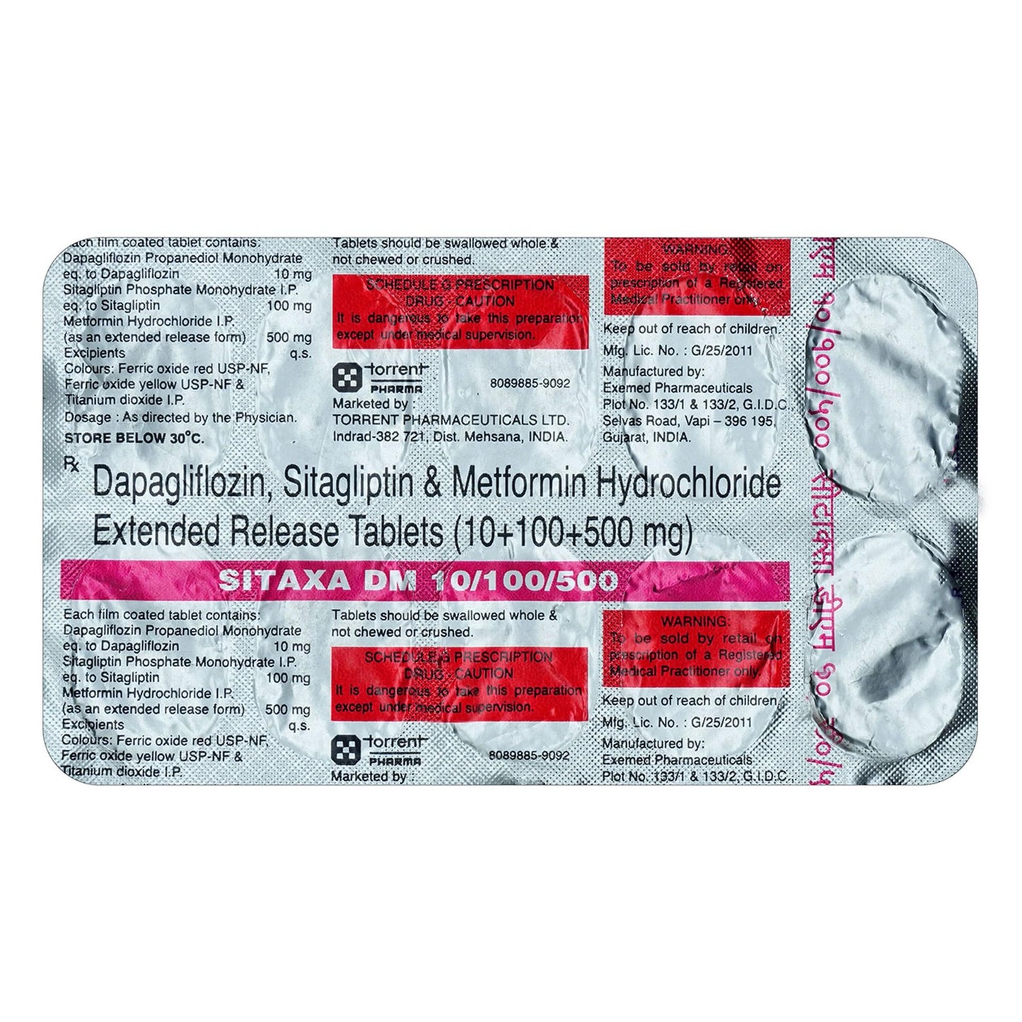 Sitaxa Dm 10/100/500 - Strip of 10 Tablets