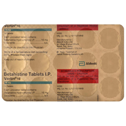 Vertin 16 - Strip of 15 Tablets