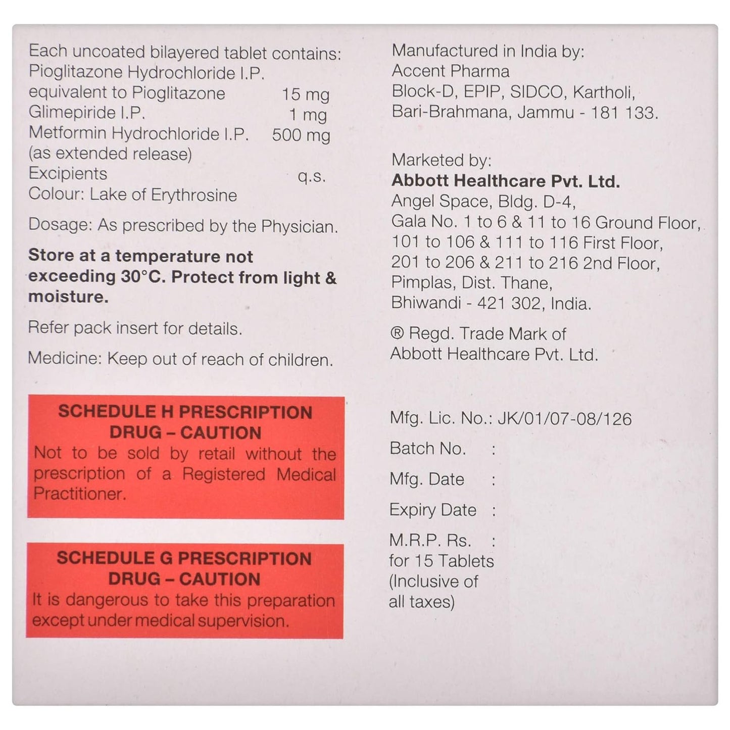 Tribet 1 - Strip of 15 Tablets