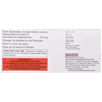 Zedocef 100-DT - Strip of 10 Tablets