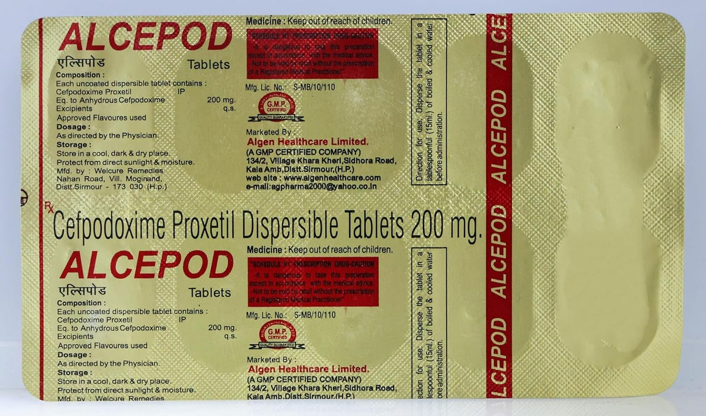 Alcepod 200 mg - Strip of 10 Tablets