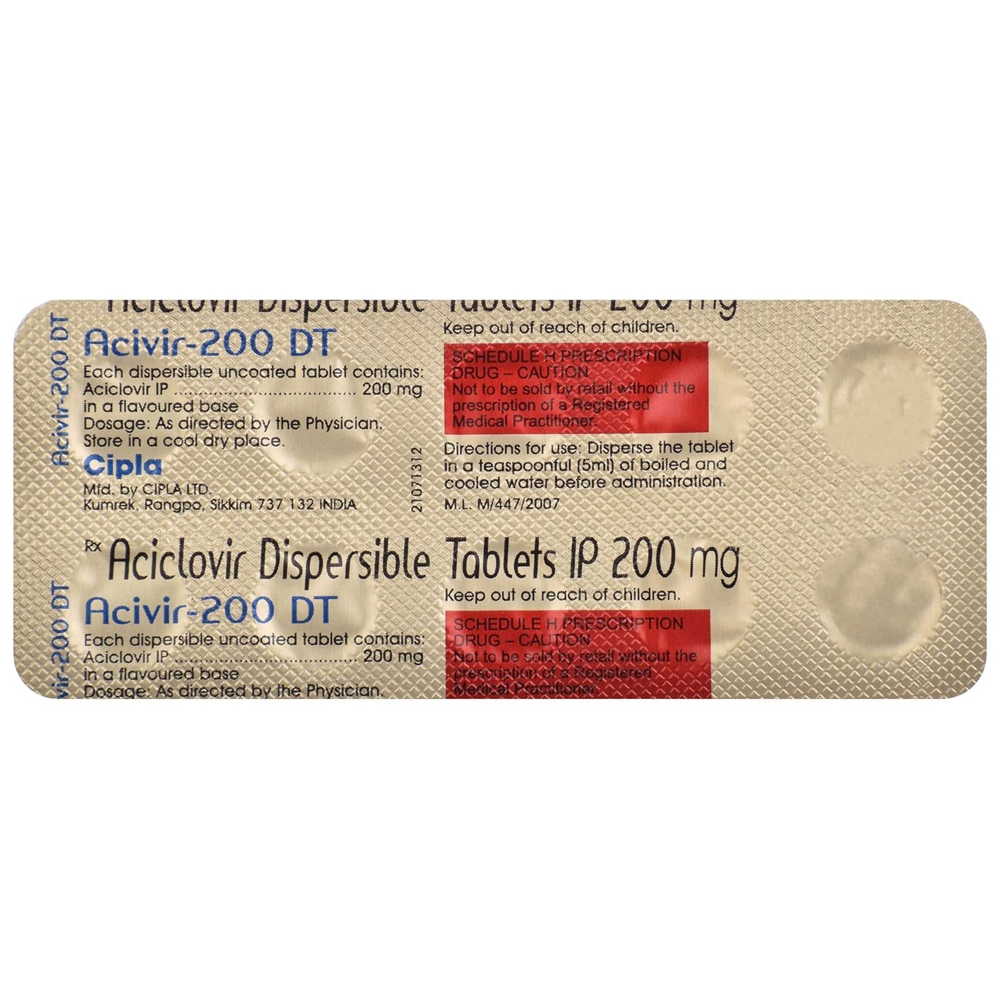 Acivir-200 DT - Strip of 10 Tablets