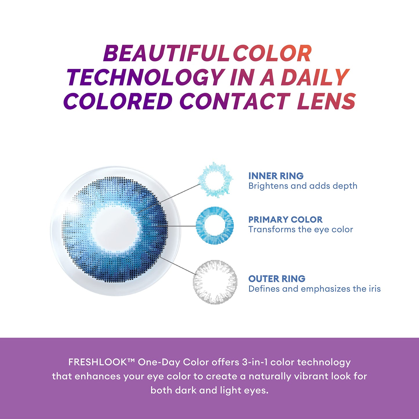 Alcon Freshlook OneDay - Daily Disposable Color Contact Lenses (-03.00, Gray, Pack of 10)