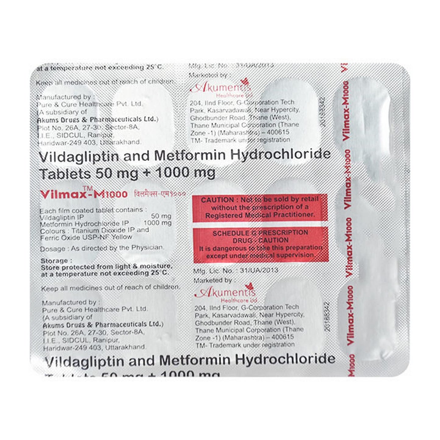 Vilmax-M 1000/50MG - Strip of 15 Tablets