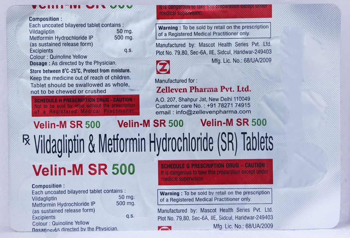 Velin - M Sr 500/50Mg - Strip of 15 Tablets