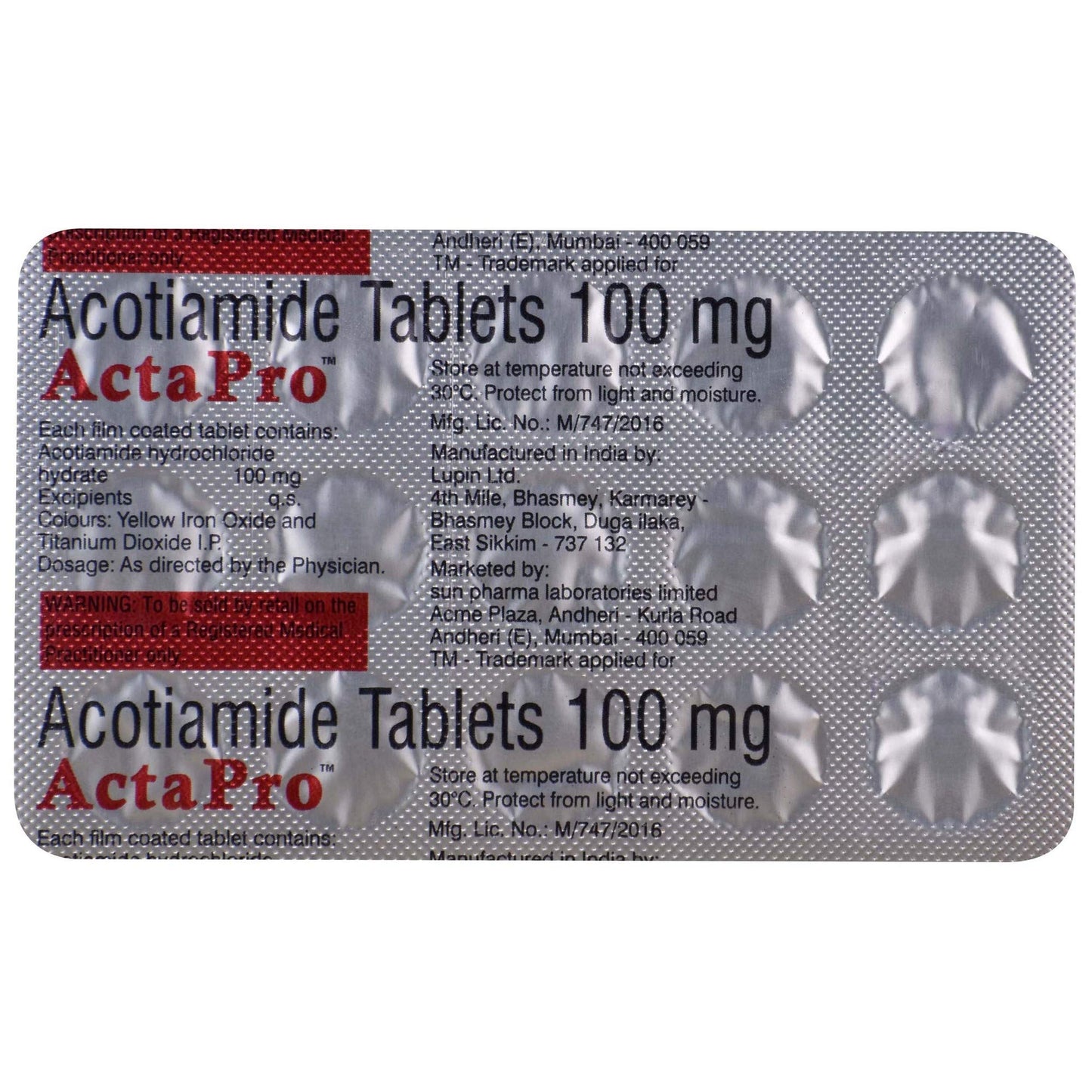 Actapro - Strip of 15 Tablets