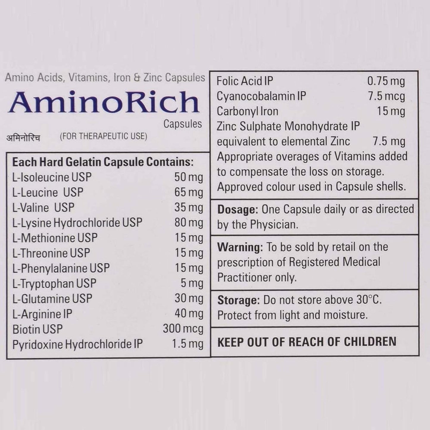 Aminorich - Strip of 15 Capsules