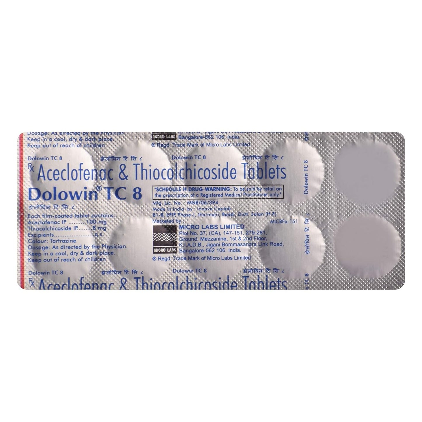 Dolowin TC 8 - Strip of 10 Tablets