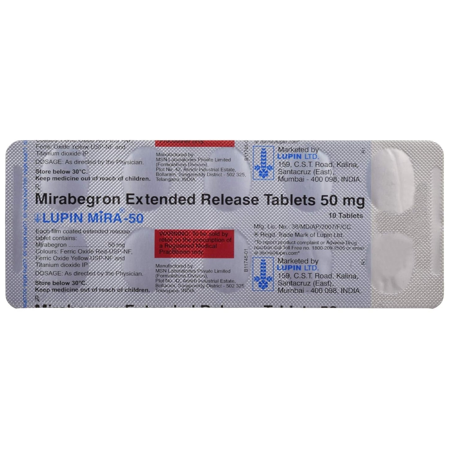 Lupin Mira-50 - Strip of 10 Tablets