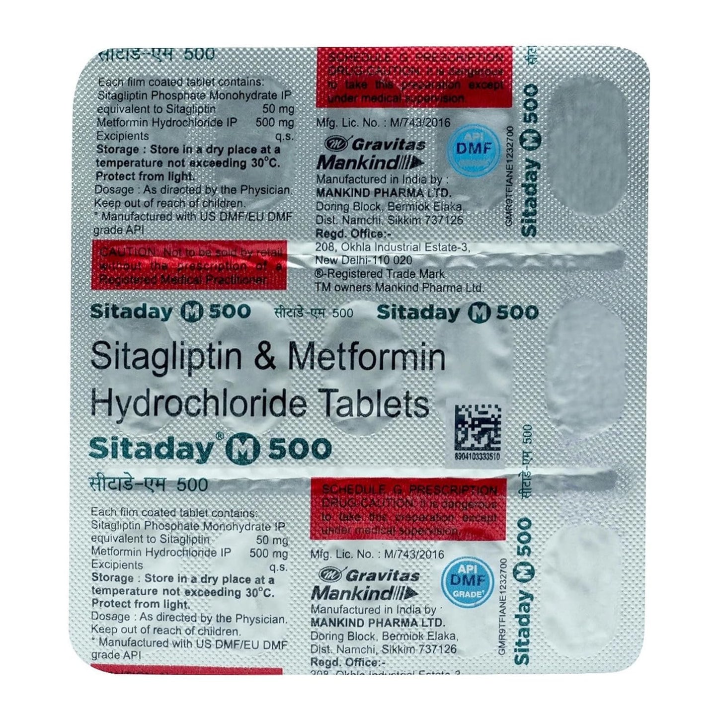 Sitaday M 500 - Strip of 15 Tablets