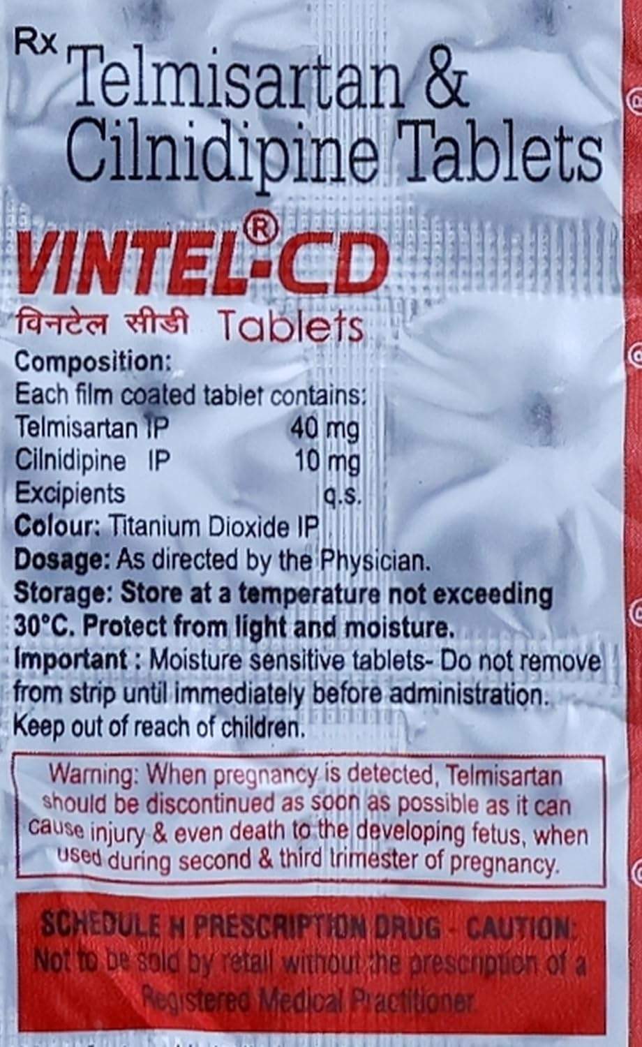 Vintel-Cd 40/10 - Strip of 10 Tablets