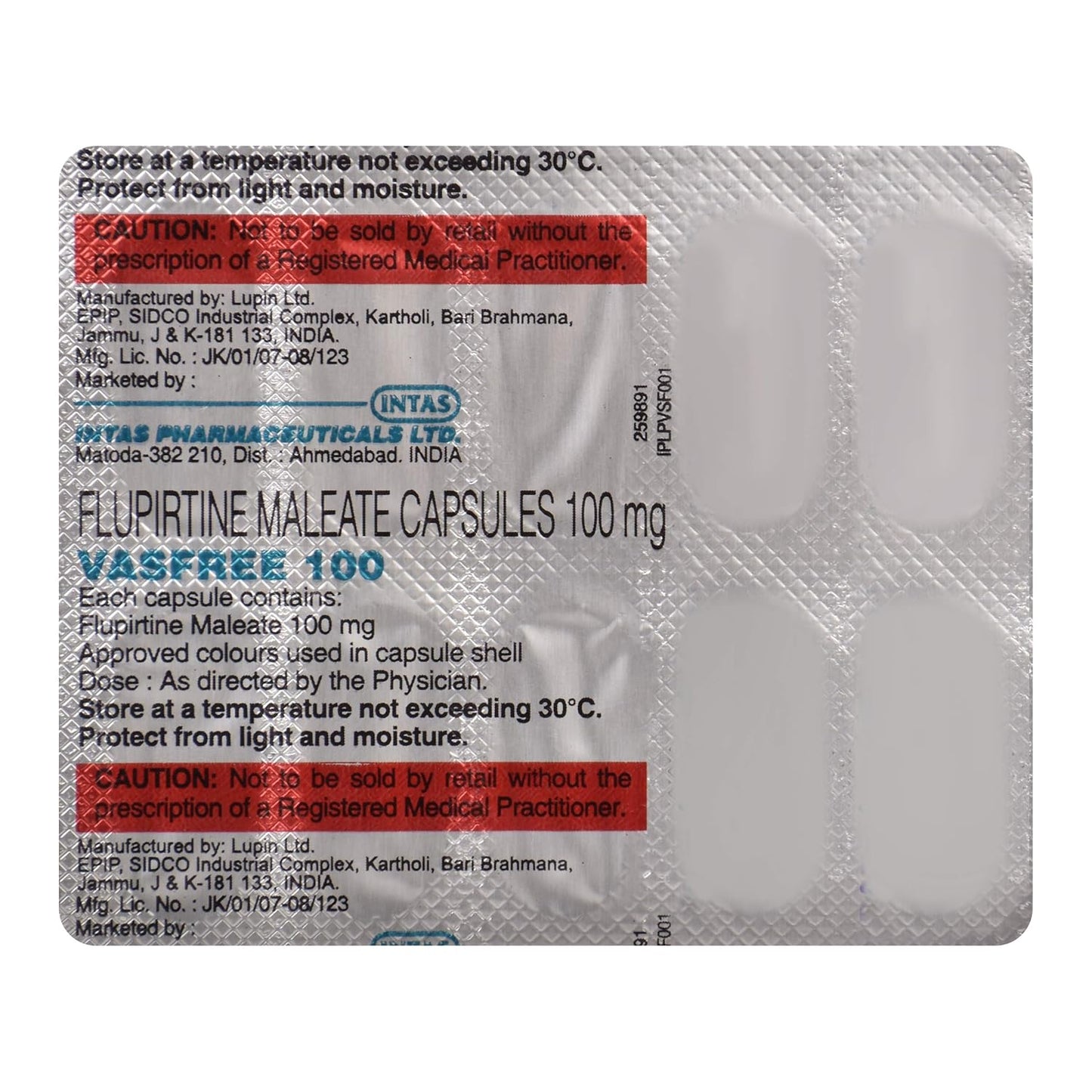 Vasfree 100 - Strip of 10 Capsules