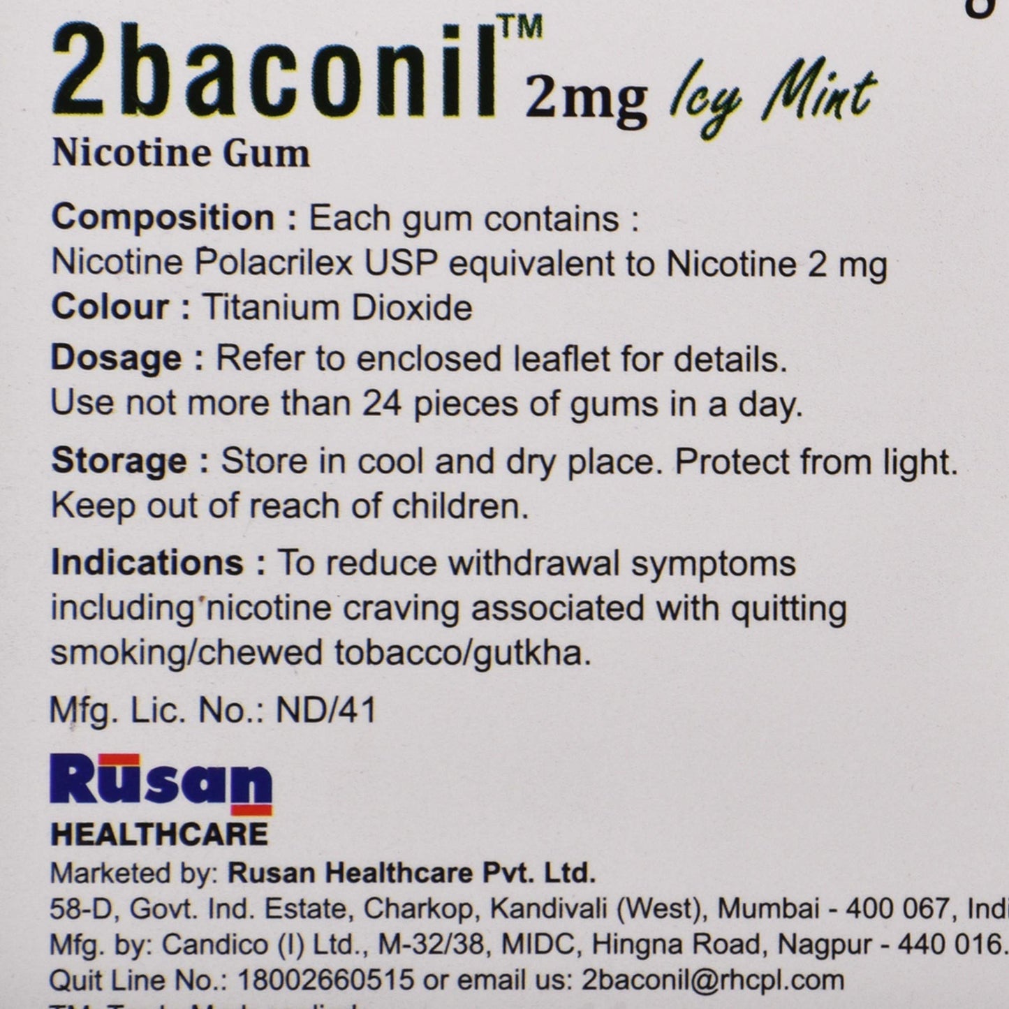 2Baconil 2mg Icy Mint - Strip of 10 Tablets