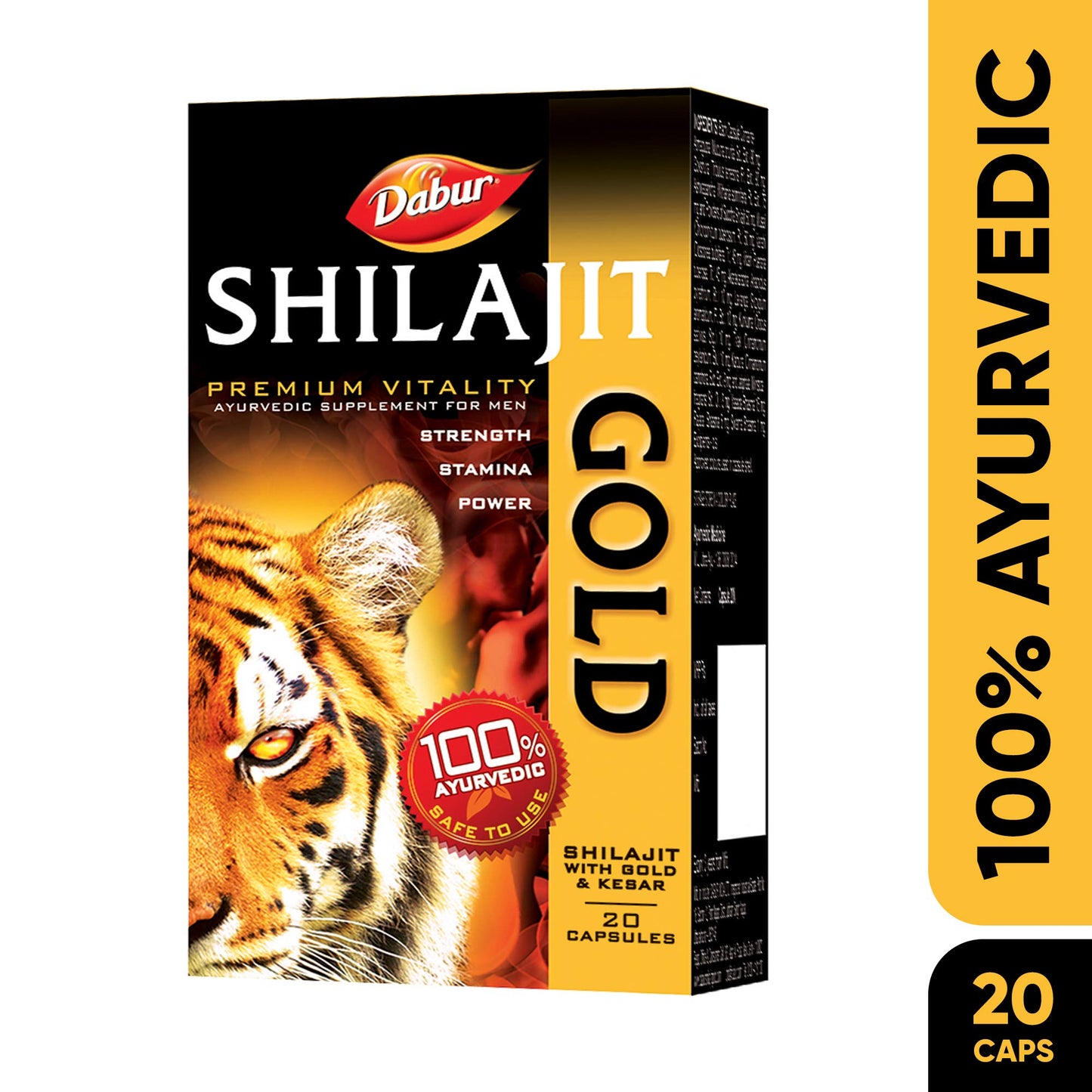 Dabur Shilajit Gold - 20 Capsules | 100% Ayurvedic Capsules for Strength , Stamina and Power | Premium Ayurvedic Supplement | For Men