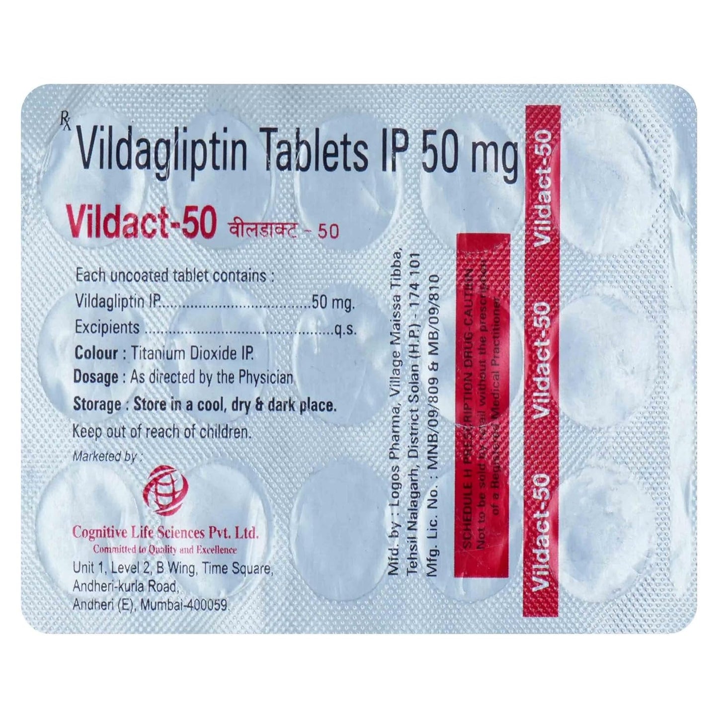 Vildact 50 mg - Strip of 15 Tablets