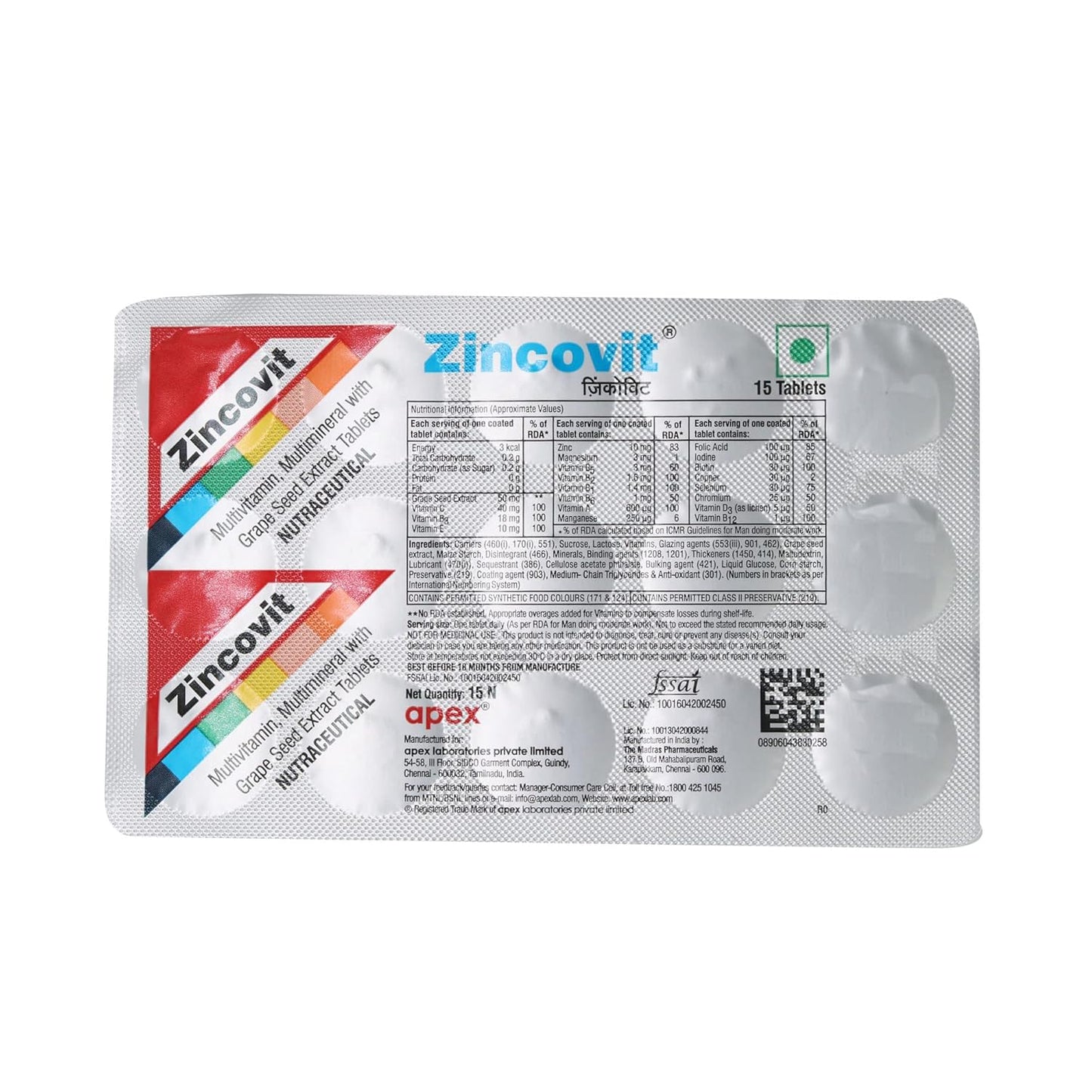 Zincovit - Strip of of 15 Tablets