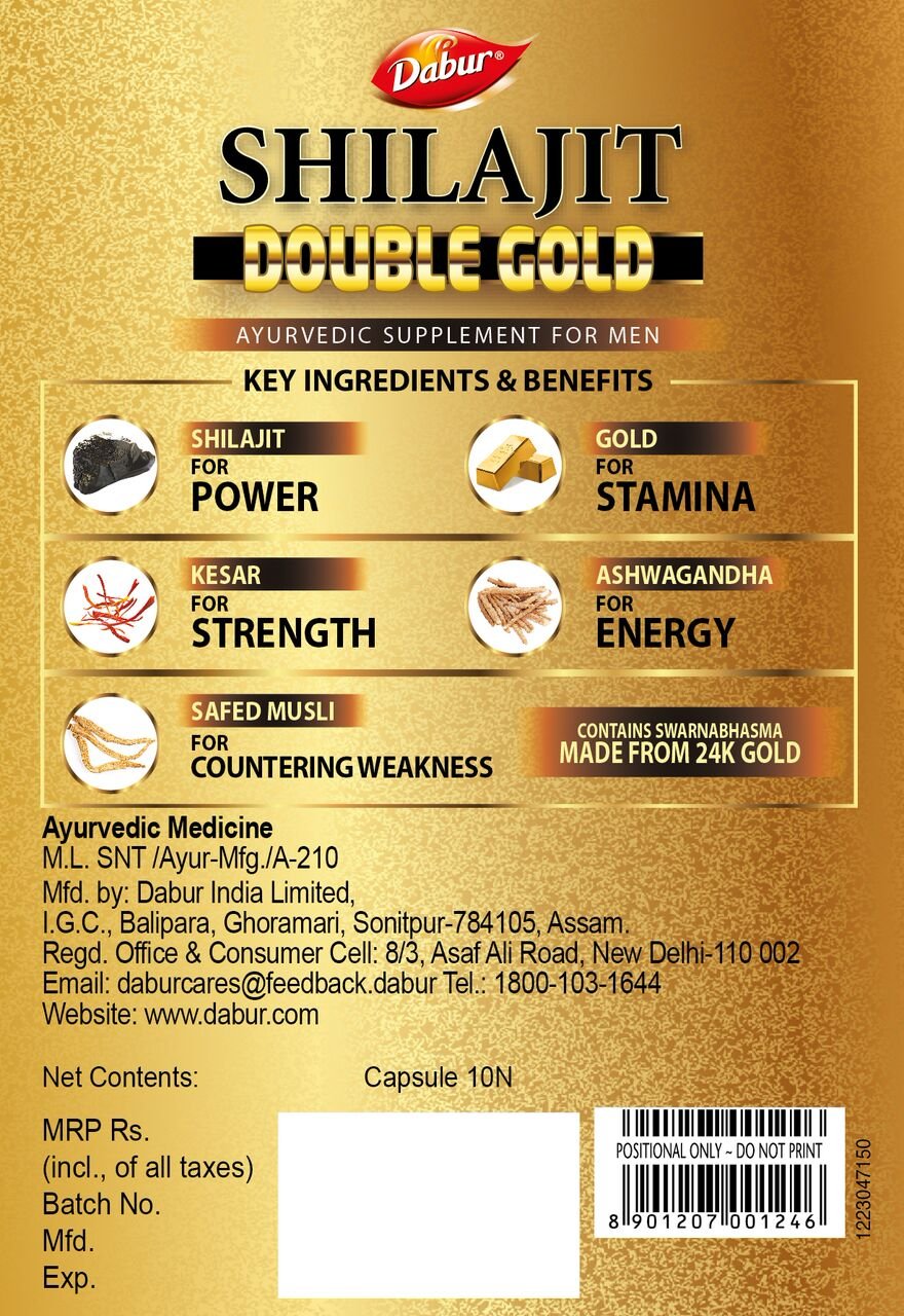 Dabur Shilajit Gold - 20 Capsules | 100% Ayurvedic Capsules for Strength , Stamina and Power | Premium Ayurvedic Supplement | For Men