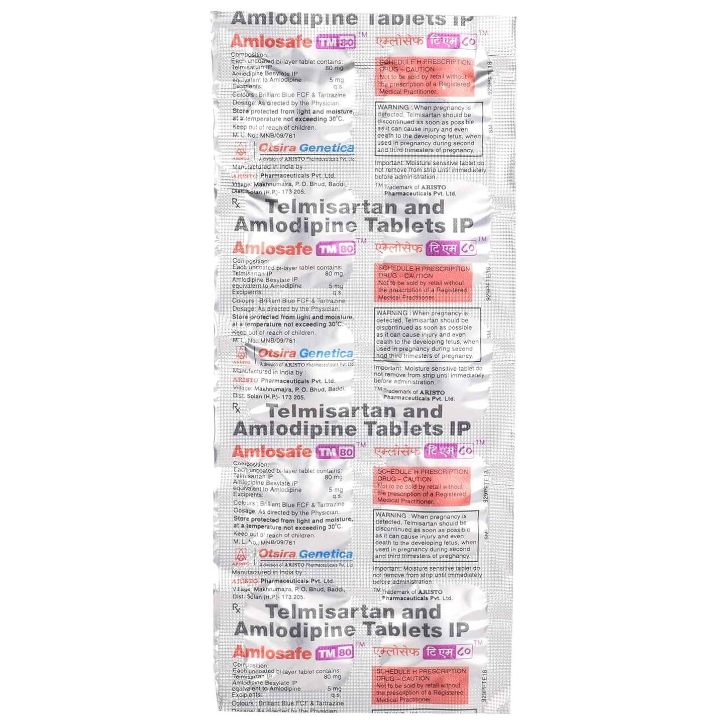 Amlosafe TM 80 - Strip of 10 Tablets