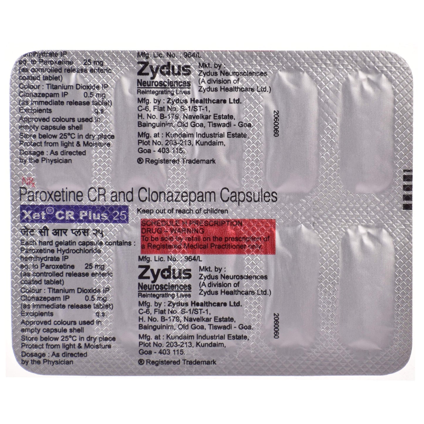 Xet CR Plus 25 - Strip of 10 Capsules