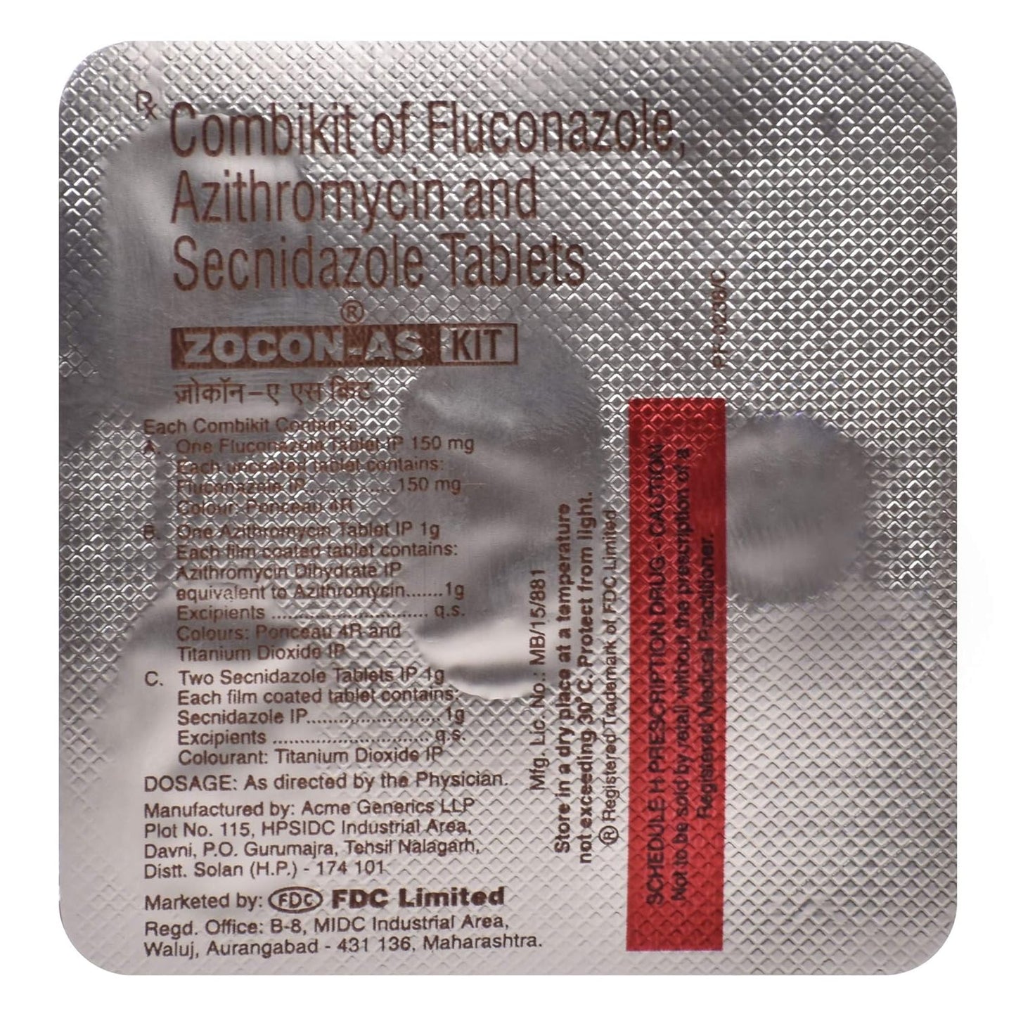 Zocon AS KIT - Strip of 4 Tablets