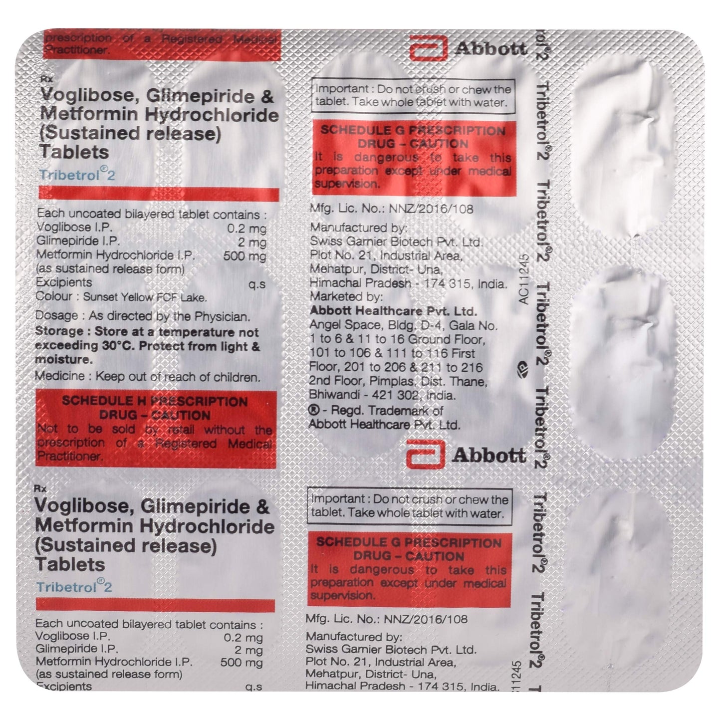 Tribetrol 2 - Strip of 15 Tablets