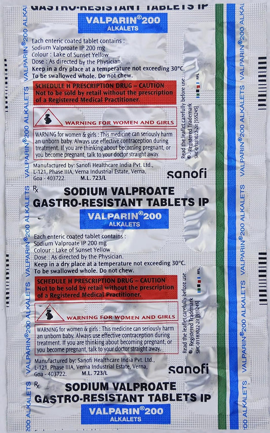 Valparin Alkalets 200 - Strip of 15 Tablets