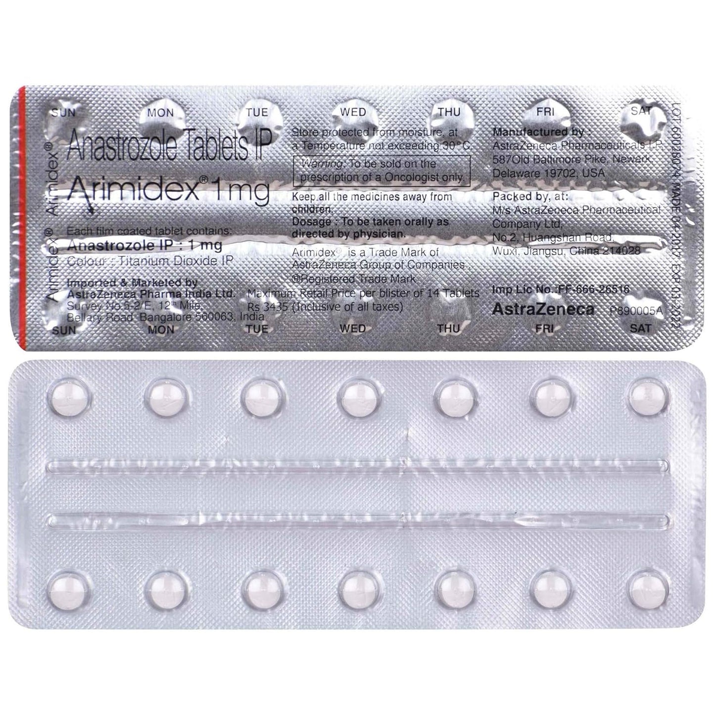 Arimidex 1mg - Strip of 14 Tablets