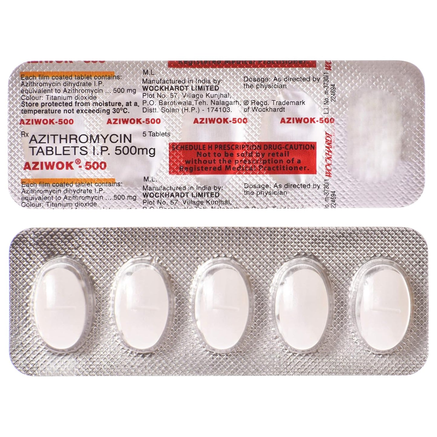 Aziwok - 500 - Strip of 5 Tablets