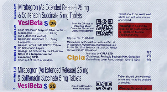 Vesibeta S 25 - Strip of 10 Tablets