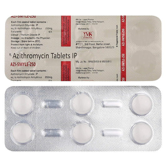 Azi-Smyle-250 - Strip of 6 Tablets