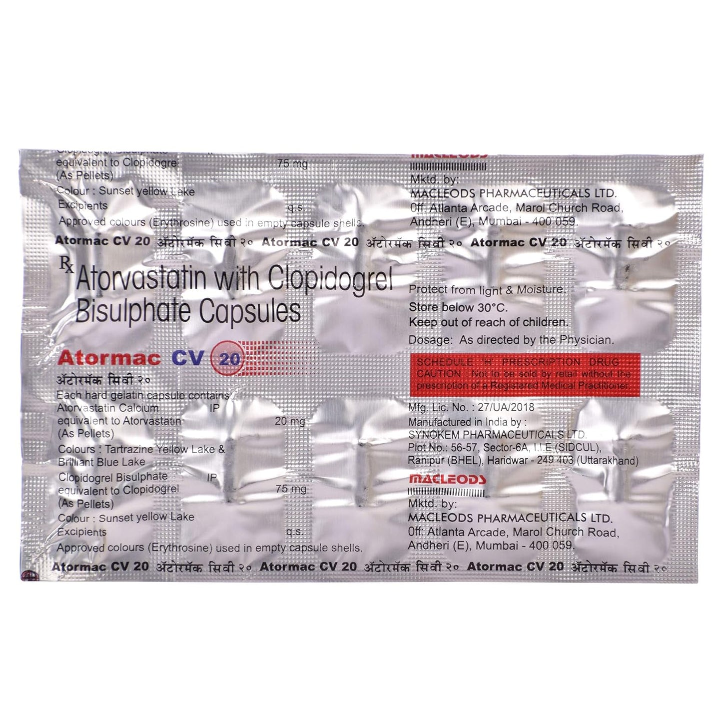 Atormac CV 20 - Strip of 10 Capsules