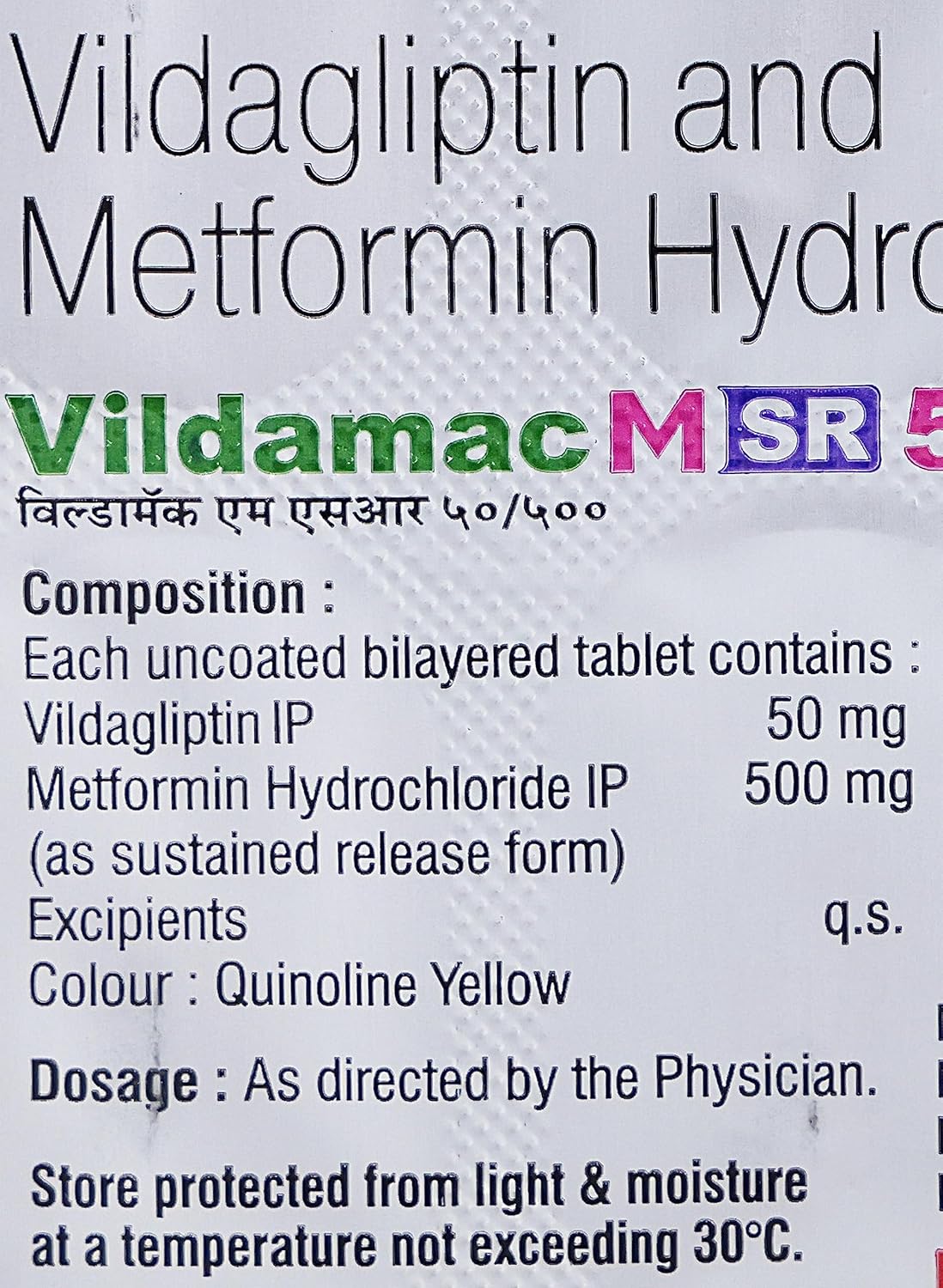 Vildamac M SR 50/500MG - Strip of 10 Tablets