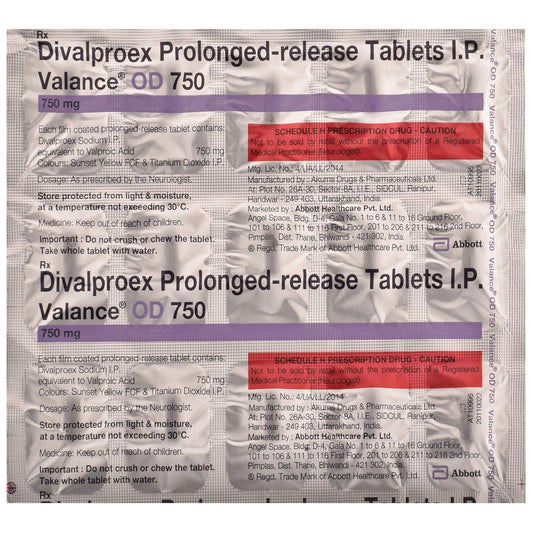 Valance OD 750 - Strip of 15 Tablets