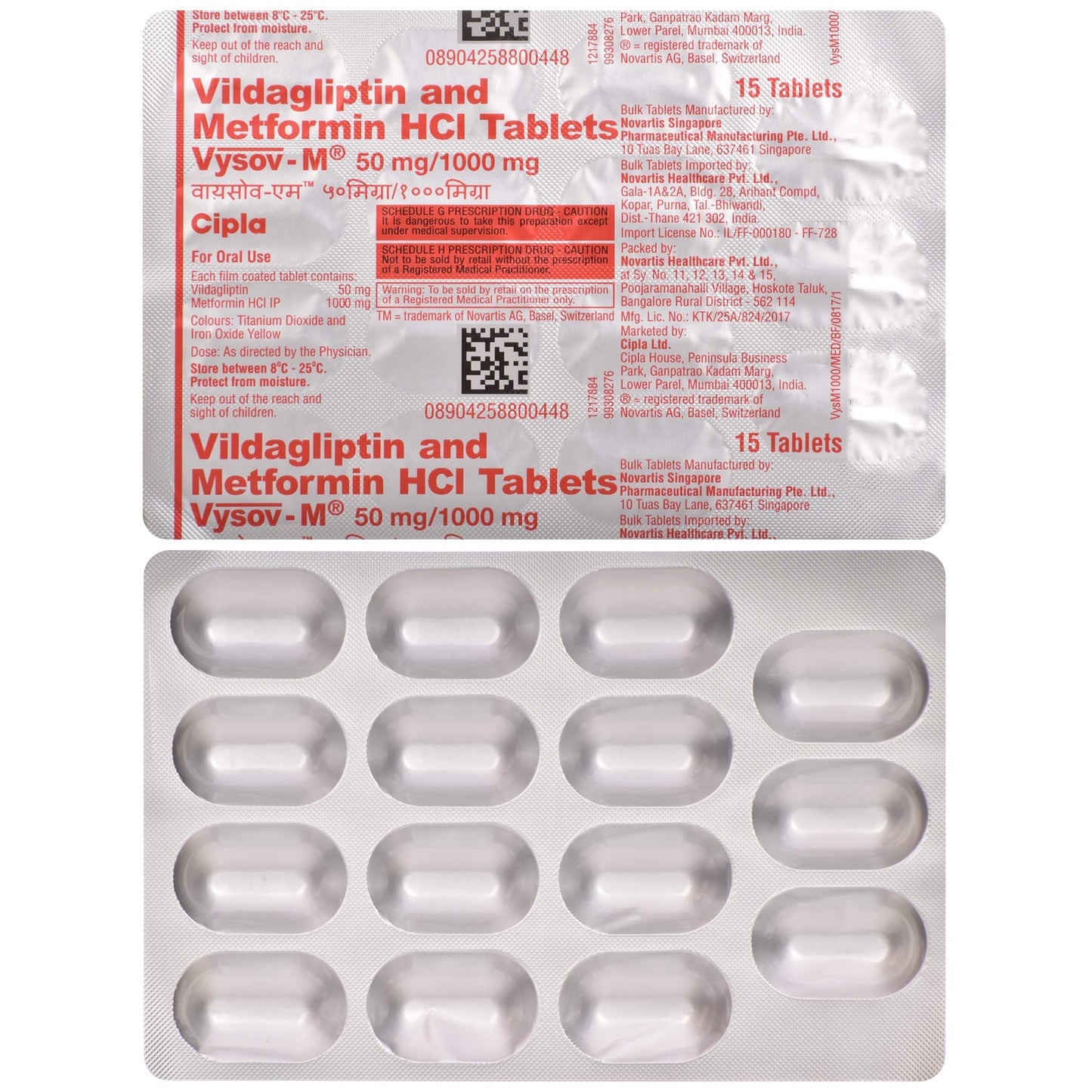 Vysov-M 50 mg/1000 mg - Strip of 15 Tablets