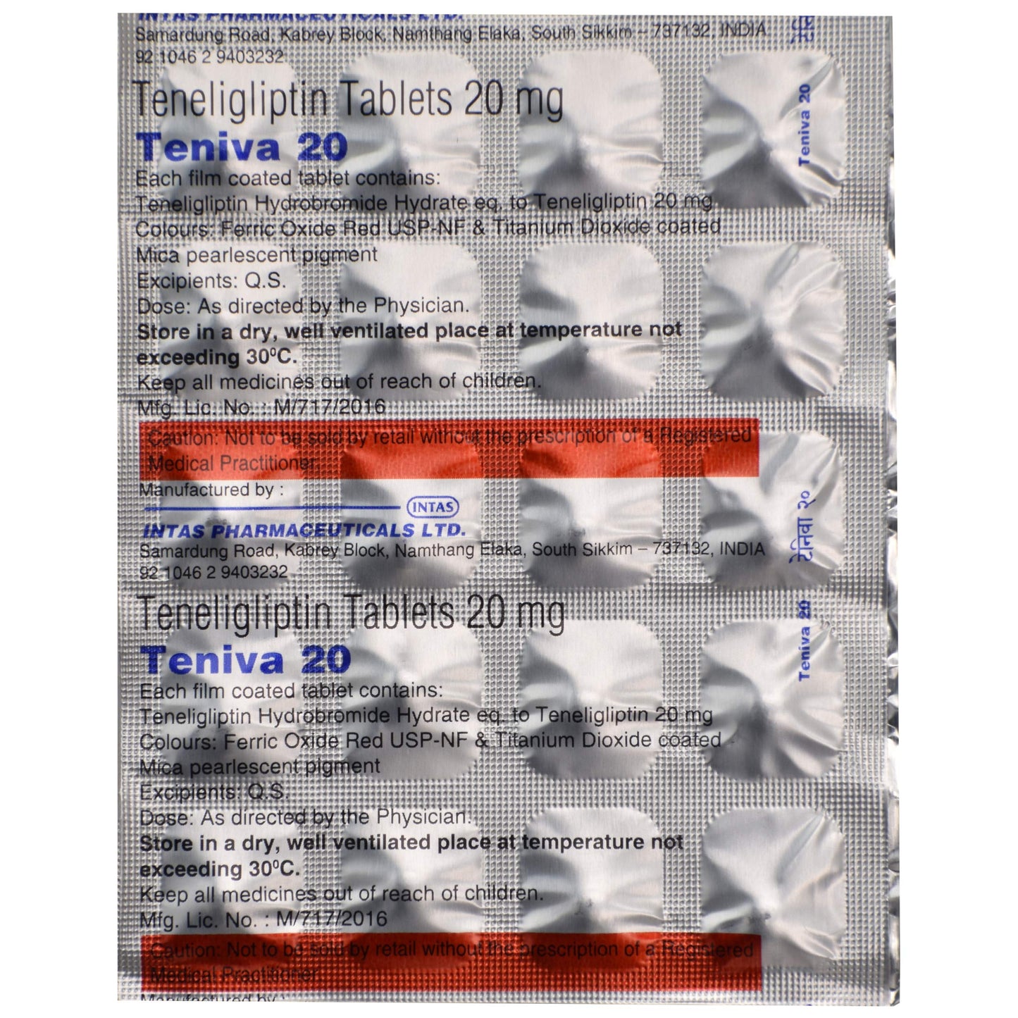 Teniva 20 - Strip of 20 Tablets