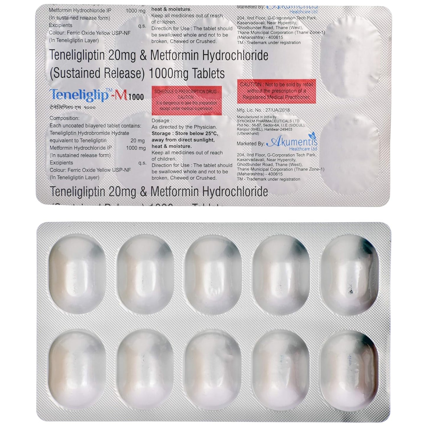 Teneliglip-M1000 - Strip of 10 Tablets