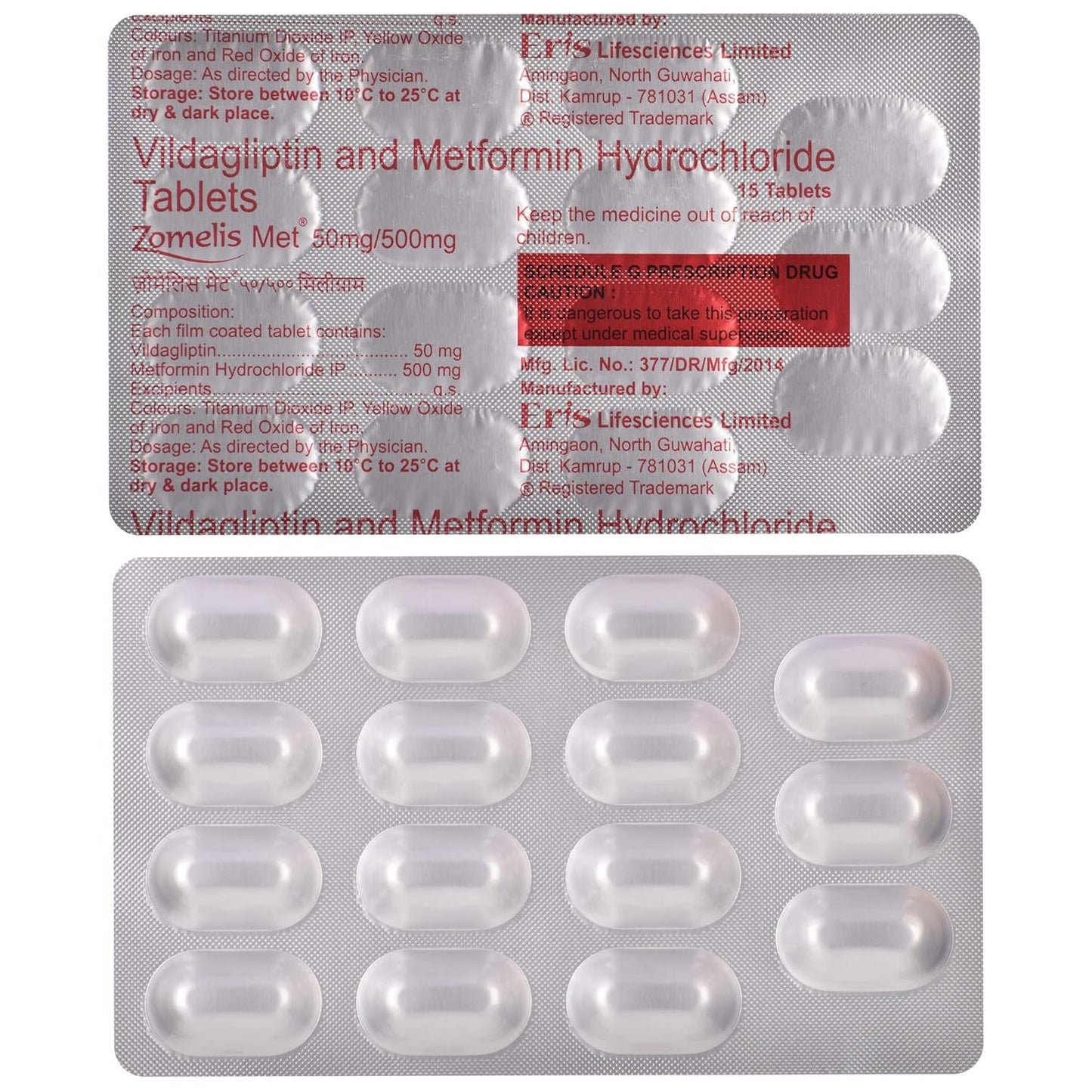 Zomelis Met 50mg/500mg - Strip of 15 Tablets