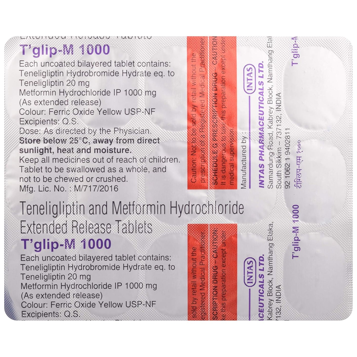 T'glip-M 1000 - Strip of 15 Tablets