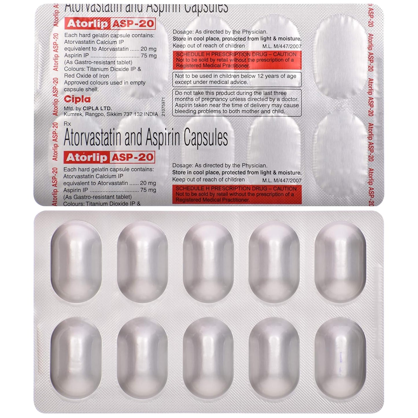 Atorlip ASP-20 - Strip of 10 Capsules