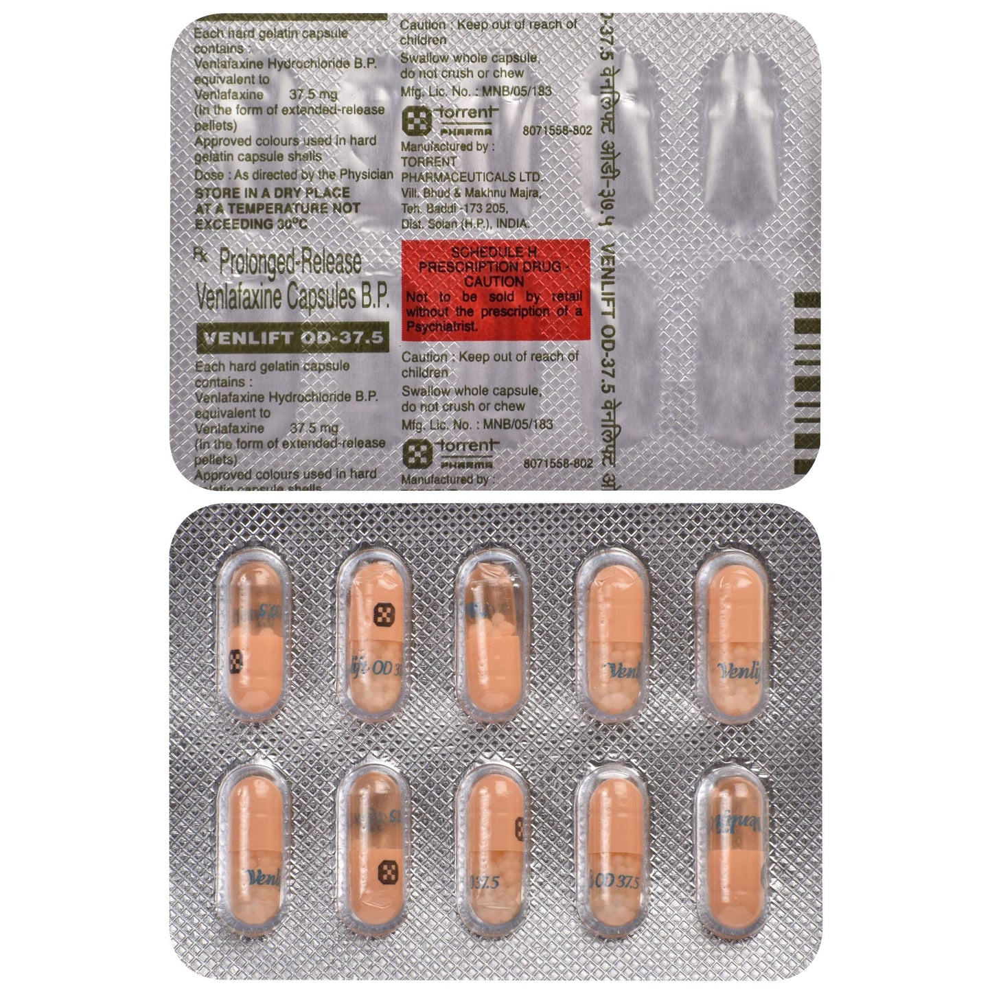 Venlift OD - 37.5 - Strip of 10 Capsules