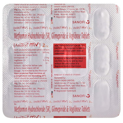 Amaryl MV 2 mg - Strip of 15 Tablets