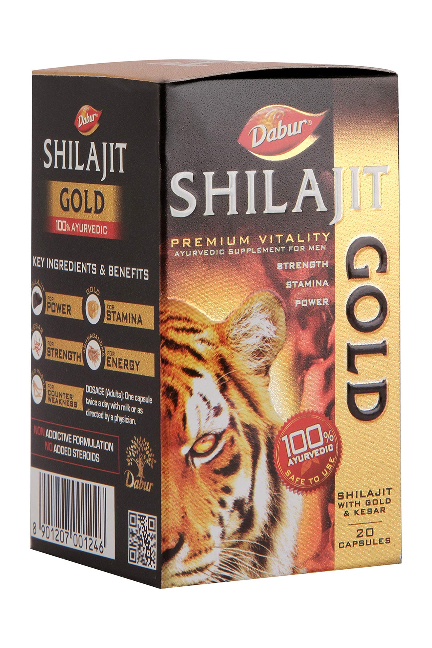 Dabur Shilajit Gold - 20 Capsules | 100% Ayurvedic Capsules for Strength , Stamina and Power | Premium Ayurvedic Supplement | For Men