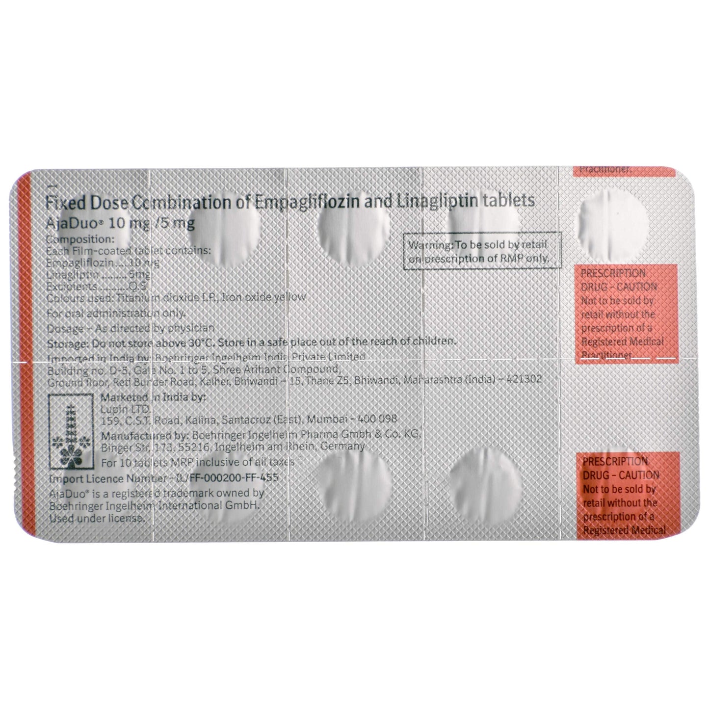 Ajaduo 10 Mg/5 Mg - Strip of 10 Tablets