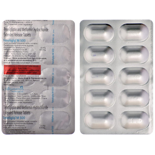 Teneliglip M 500 - Strip of 10 Tablets