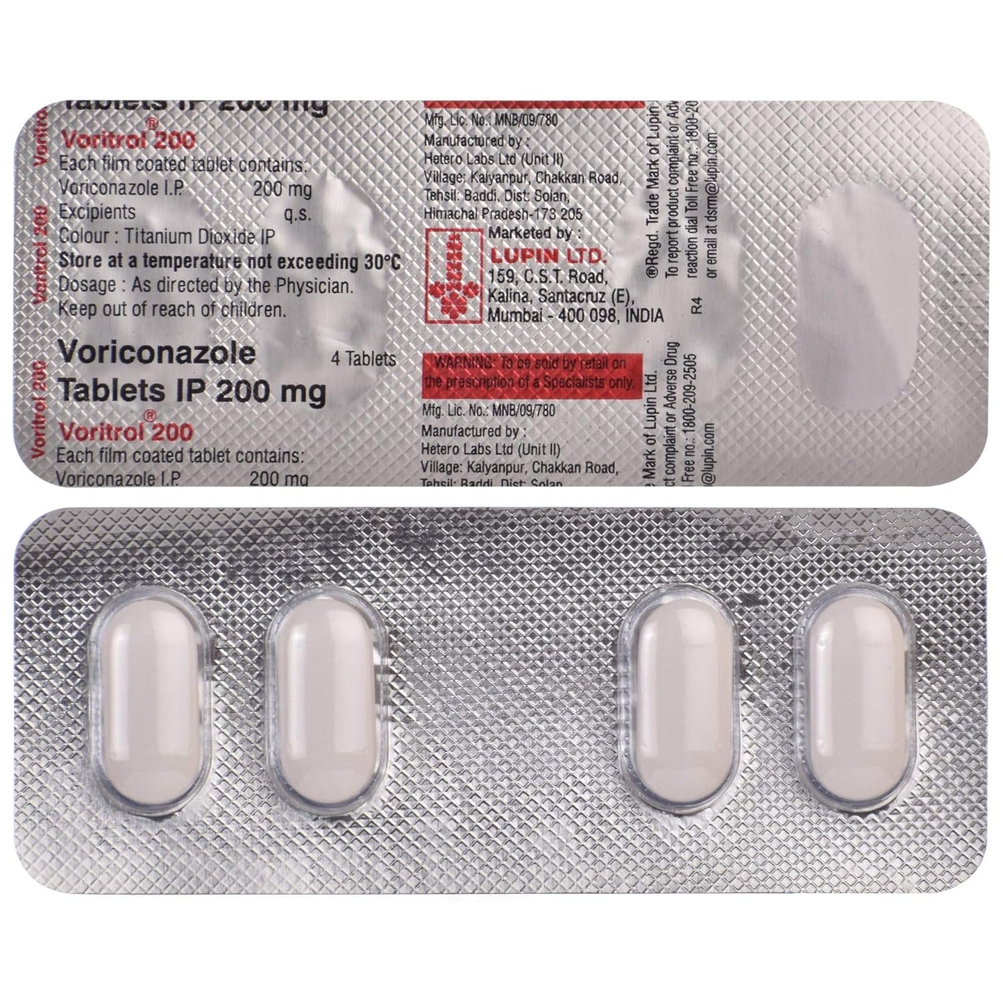 Voritrol 200 - Strip of 4 Tablets