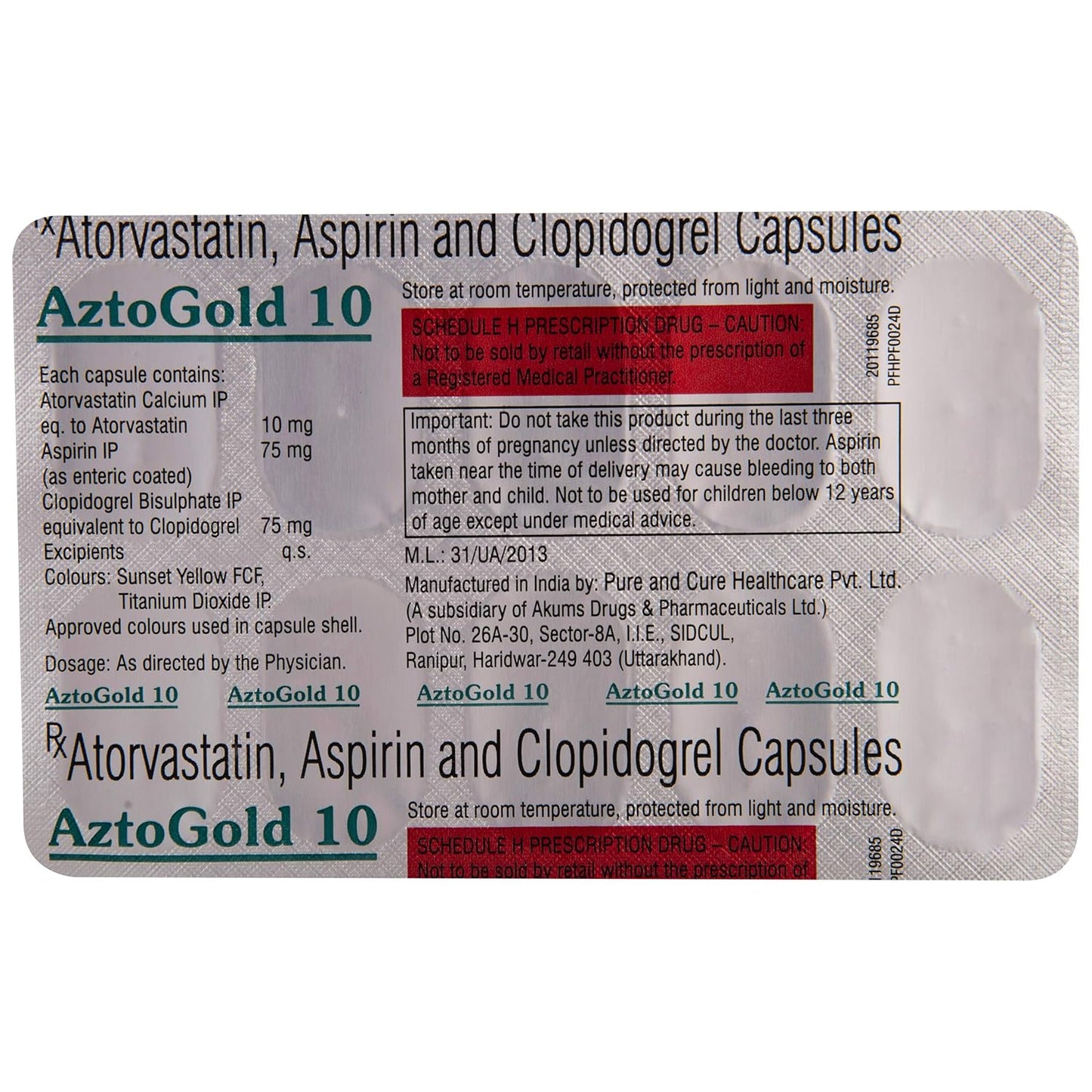 Aztogold 10 - Strip of 10 Capsules